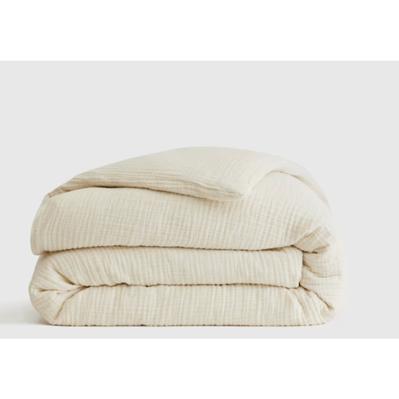 Quince Organic Airy Gauze Cozy Soft Duvet Cover Set King/Cal King Ivory NWOT - Picture 5 of 5